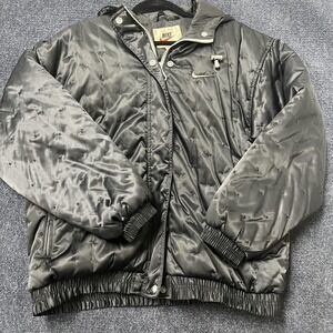 Vintage Nike Jacket Youth Large Black Hooded Quilted Puffer Coat 80s 90s